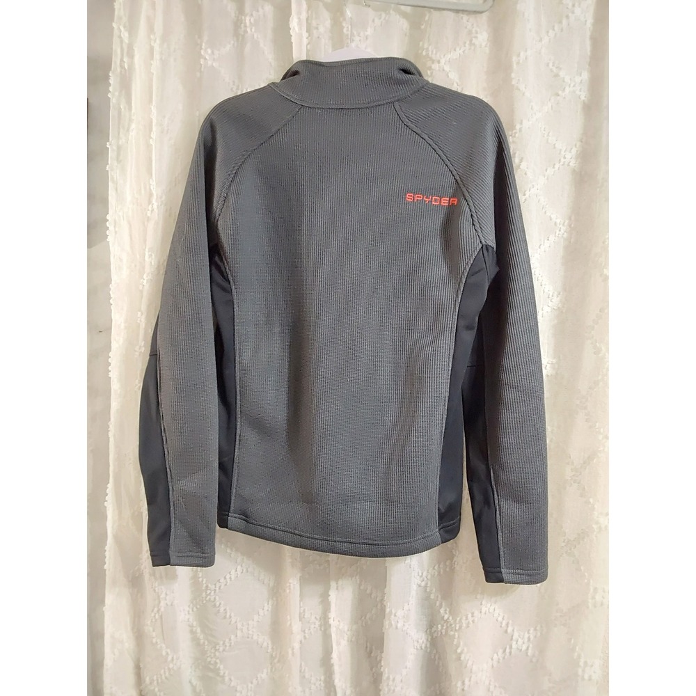 Spyder Mens Quarter Zip Fleece Jacket Grey Black Orange Small NWT - Picture 2 of 3